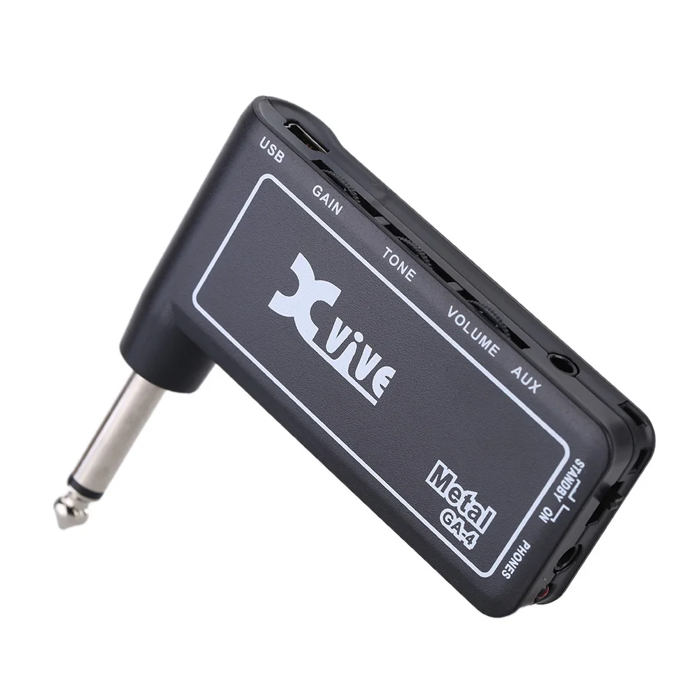 Xvive GA4 Metāla Mini Portatīvo Uzlādējamo Elektrisko Ģitāru Plug Headphone Amp Pastiprinātājs ģitāru piederumi ģitāru daļas