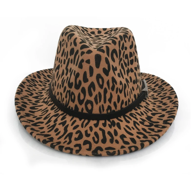 YY Rudens Rietumu Kovboju Klp Sievietēm, Vīriešiem Leopard Jutos Klp Ziemas Džeza Panama ar Jostu Roll-up Platām Malām Cowgirl FD19023