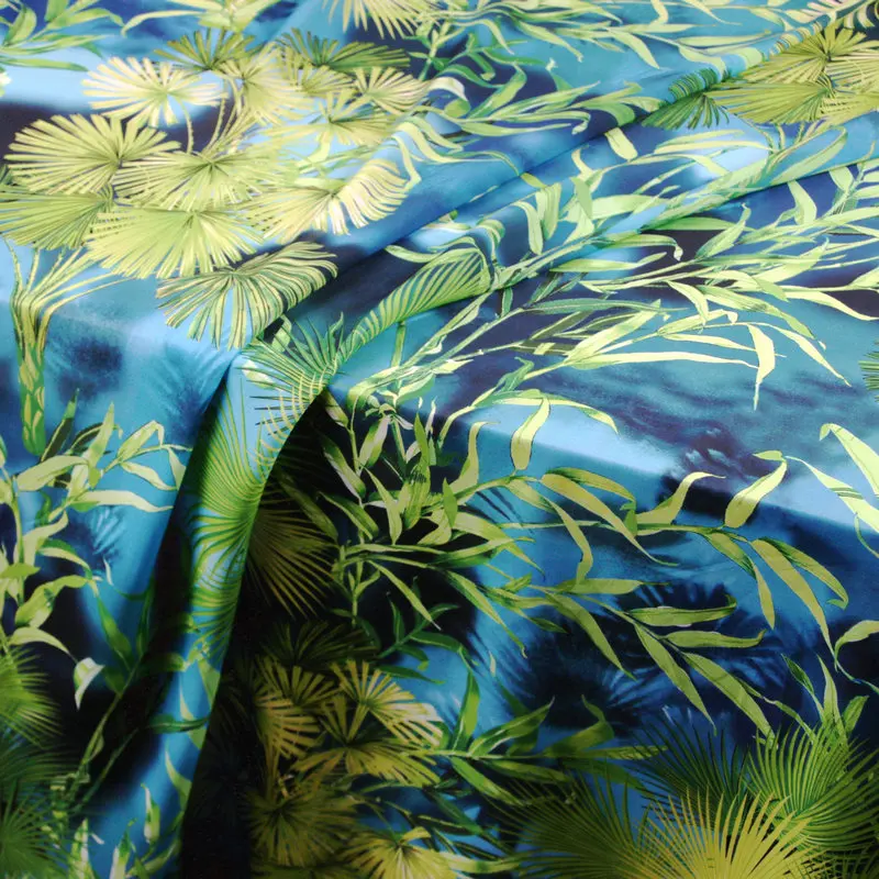 Zaļā džungļiem drukāt mīksta šifona šalle auduma poliestera šifona plānas auduma kleitu šūšana DIY raibs apģērbs tissu ās metru
