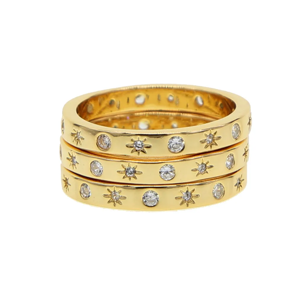 Zelta krāsas joslas gredzenu, lai sievietes starburst cz dizains, vienkāršs klasisks modes rotaslietas