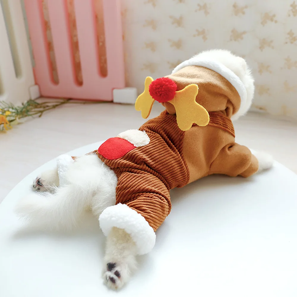 Ziemassvētku Pet Puse Drēbes Elk Cosplay Kostīmu Ziemas Suns Mētelis, franču Buldogs Mopsis Pomerānijas Suņu Apģērbu Perro Mascotas