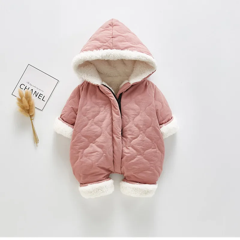 Ziemā bērniem ir bērnu Jumpsuit kokvilnas jaka jaunu bērnu plīša sabiezējumu kokvilnas uzvalks Jumpsuit jaka mazulim iet, kokvilnas mētelis