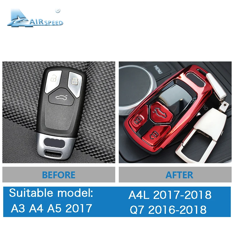 Ātrums ABS Auto Atslēgu Gadījumā, AUDI A3 A4 A5 līdz 2017. A4L TT Q7 Piederumi audi A3 Taustiņu Shell audi Taustiņš Vāciņa Q7 Atslēgu Gredzens