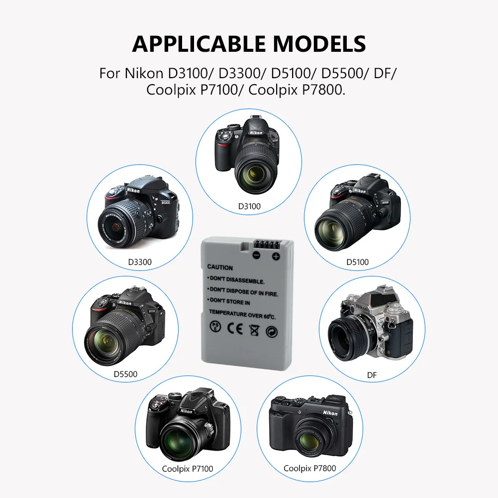 1/2/4gab 7.2 v 1230mAh Uzlādējams Dekodēt Akumulatoru Nikon Coolpix Kameru vienobjektīva D3100 LV-EL14A Li-polymer D5500