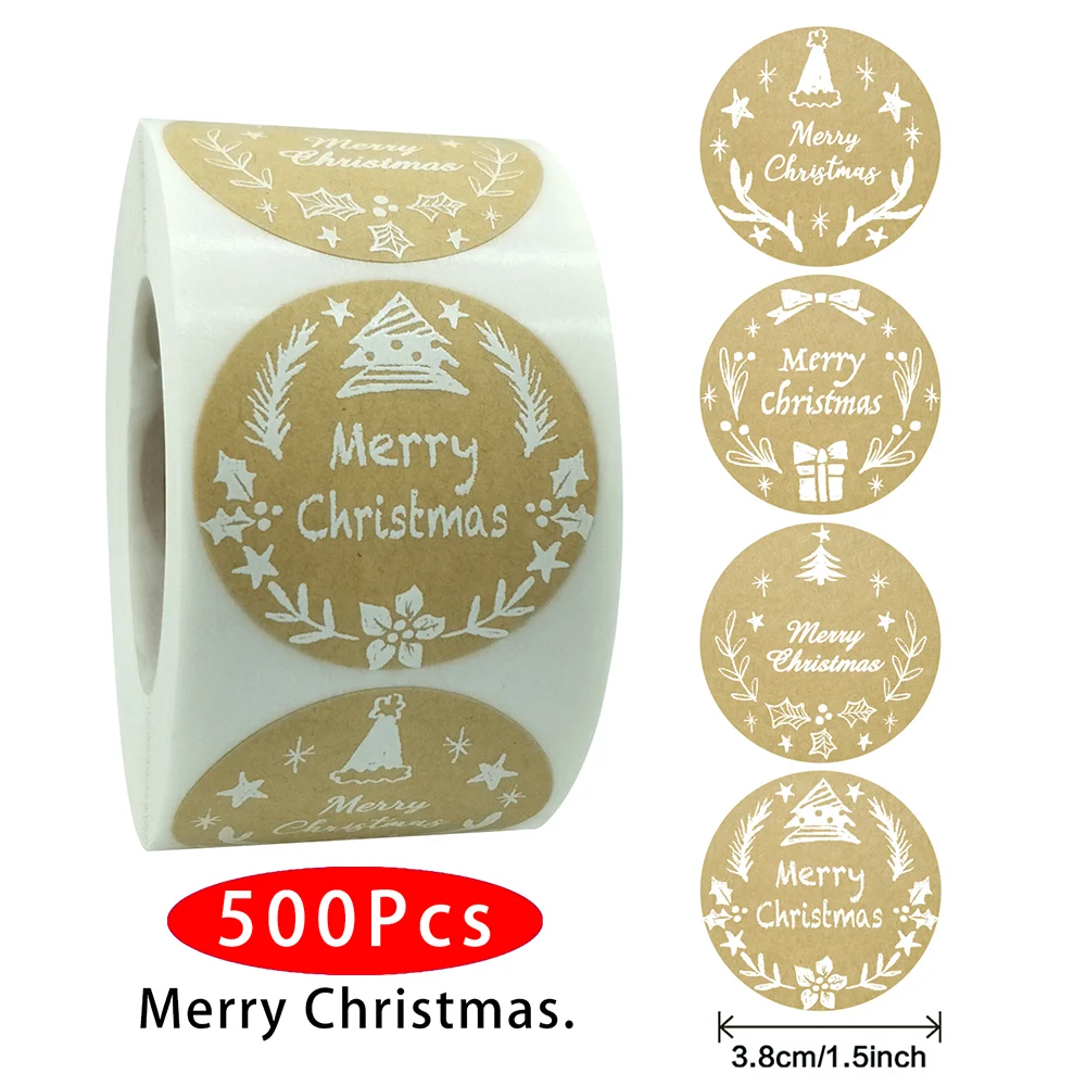 1.5 collu 500Pcs/Roll korejas Gudrs Priecīgus Ziemassvētkus Uzlīmes Galvaskausa Paldies Estētisko Scrapbooking Materiāls Post Dāvanu Zīmogs Etiķete