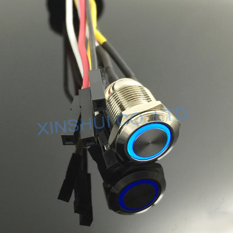 1 gab. augstas kvalitātes datoru Metāla LED Power Pogu Slēdzis On-off-5V, 12 mm 16 mm 19mm 22mm Ūdensizturīgs ar 50cm vadu josta