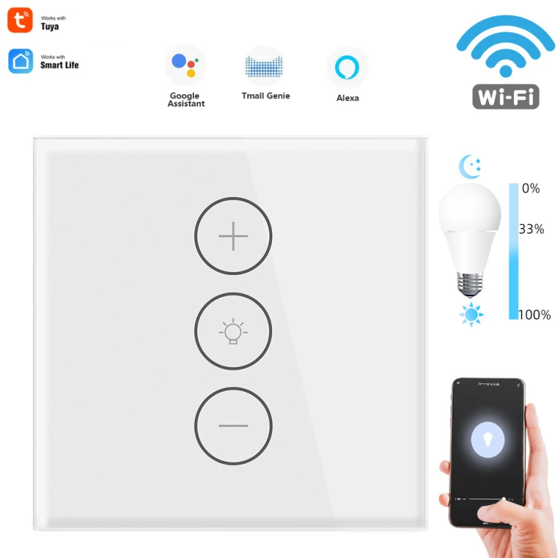 10.A Tuya Smart WiFi Sienas Pieskāriena Bezgalīgo apgaismojuma intensitātes Slēdzi Stikla Paneli Bezvadu Es Standarta Strādāt Ar Google Home Un Alexa