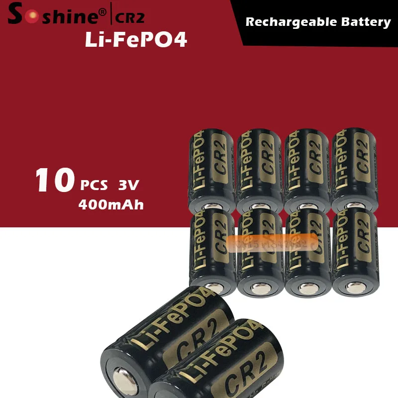 10 gabali/daudz 400mAh CR2 baterijas 3.2 v LiFePO4 Uzlādējams Akumulators 15266 CR2 bateria w/ akumulators aizsardzības kaste