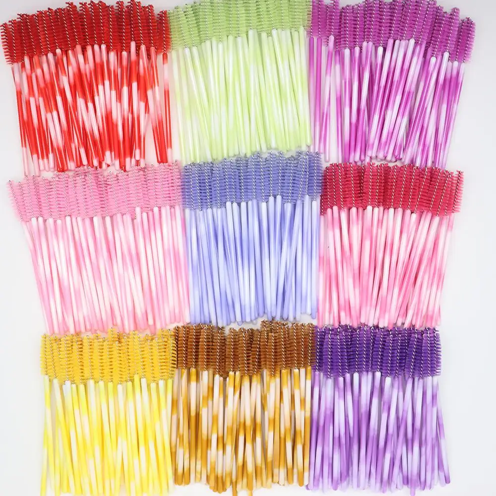 100 Gabali Multicolor Vienreizējās lietošanas Skropstu Tušu Sukas, Skropstu Birste Zižļus Aplikatoru uzacu sukas, Kosmētikas Brush Tool Kits