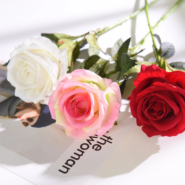 10Pcs Ilgi Filiāle Mākslīgo Rožu Ziedu Pušķis Simulācijas Flaneļa Viltus Ziedi Valentīna Diena Mājās, Kāzu Dekorēšana