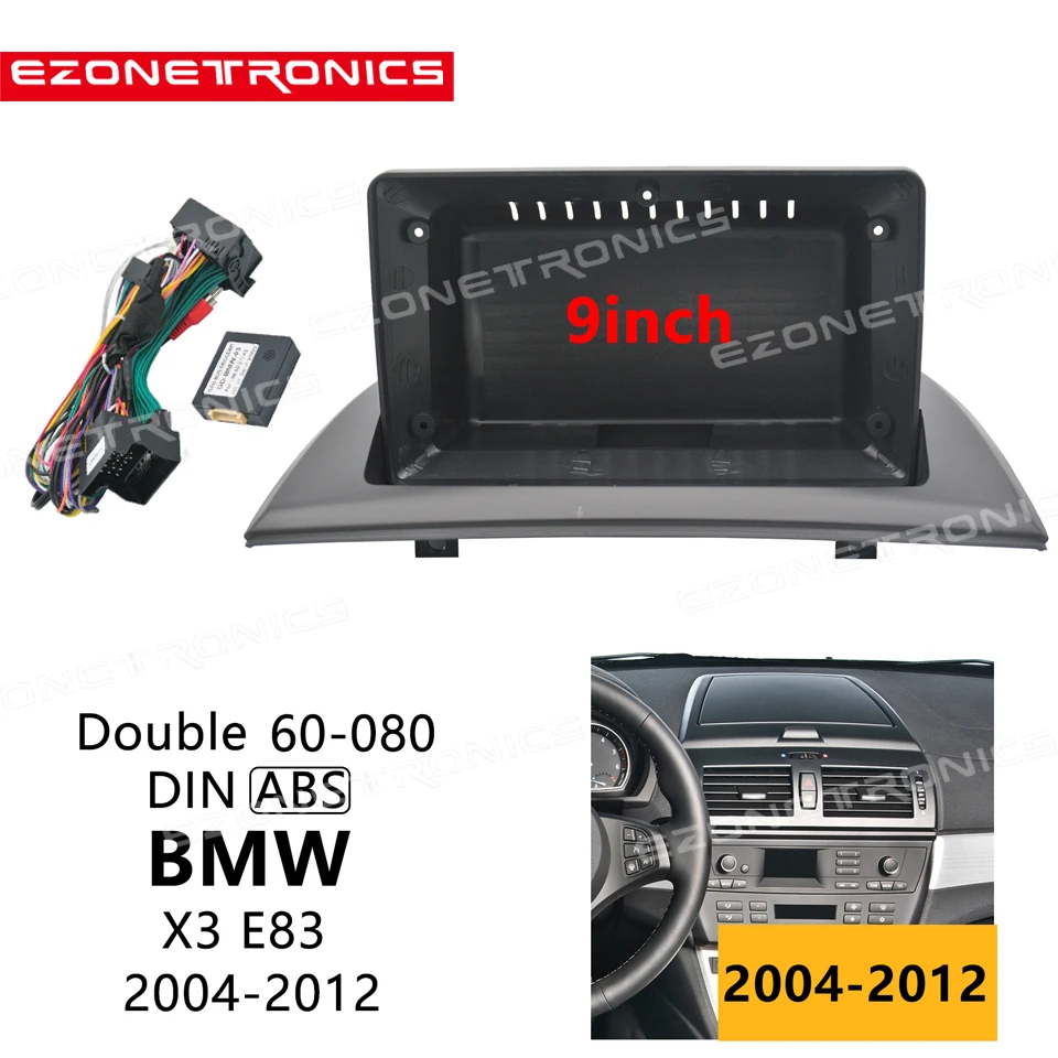 1Din2Din Auto DVD Rāmis Audio Montāžas Adapters Dash Apdares Komplekti Facia Panelis 9inch BMW X3 E83 2004-2012 Double Din Radio Atskaņotājs
