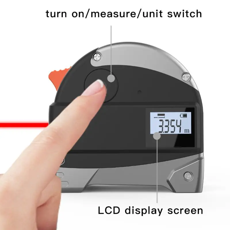 2 in 1 30M Laser Rangefinder LCD Digitālās Lentes Izmērīt Attālumu Measurer Metru Diapazona Meklētāju Centrālās Būvniecības Gabarītiem Rīks