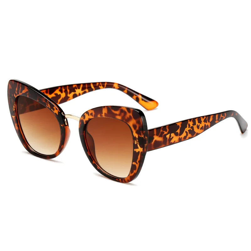 2019 Luksusa Zīmolu Sieviešu Saulesbrilles Lielgabarīta Zīmola Dizaineru Lielo Rāmi Vintage Leopard Melnu Rāmi, Saules Brilles Cateye Oculos