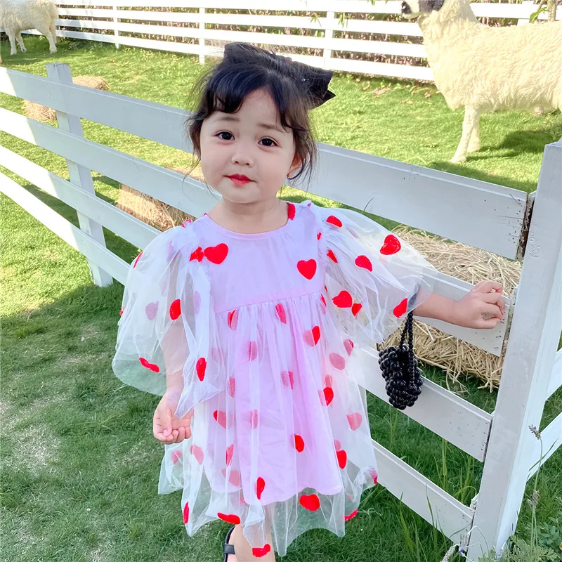 2020. gada vasaras korejiešu stilā, mīlestību, sirds forma, bērns, meitene, kuru linuma acs tilla princess puse kleita baby toddler apģērbu bērniem vestidos