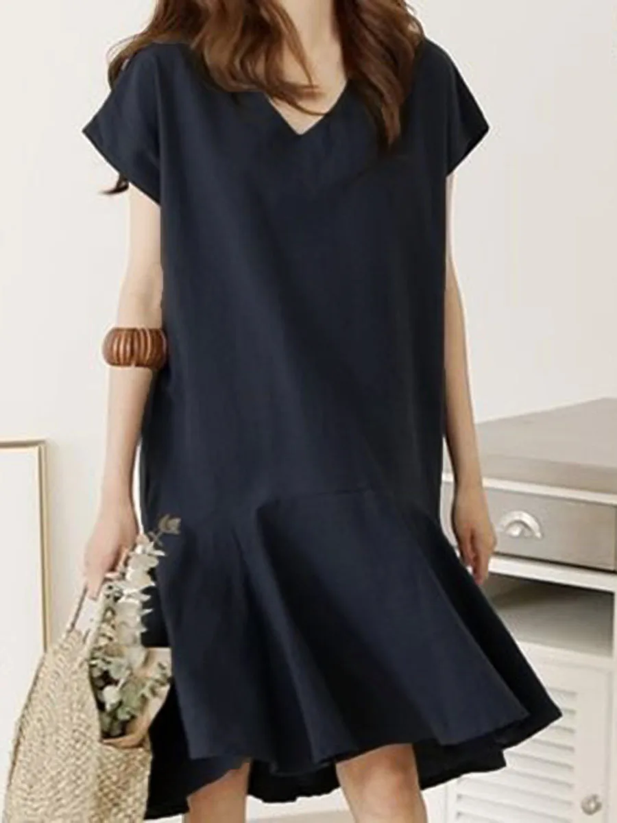 2020. gada Vasaras Modes Cietā Melnā viengabala Modes Dāmas Boho Gadījuma Asimetrisks Vienkāršu Kleitu Savirmot Šūpoles, Japānu, Korejas Jauniešiem