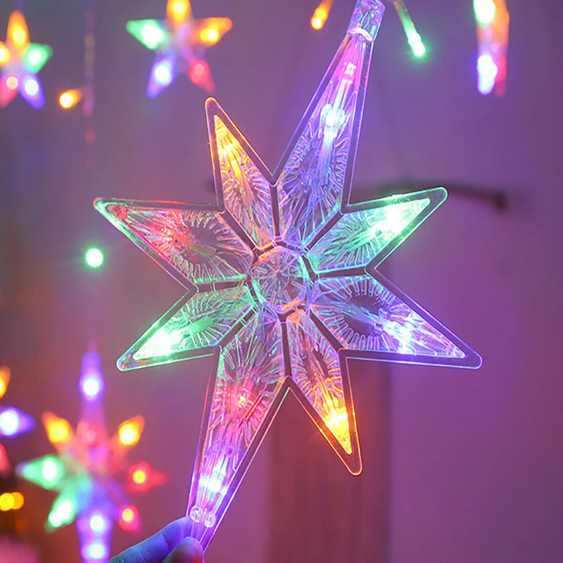 220V ES Plug 2.5 M LED Zvaigžņu Lampas Pasaku Aizkaru Gaismas Ziemassvētku Vainags String Gaismas Mājās Ziemassvētku Kāzu dekori