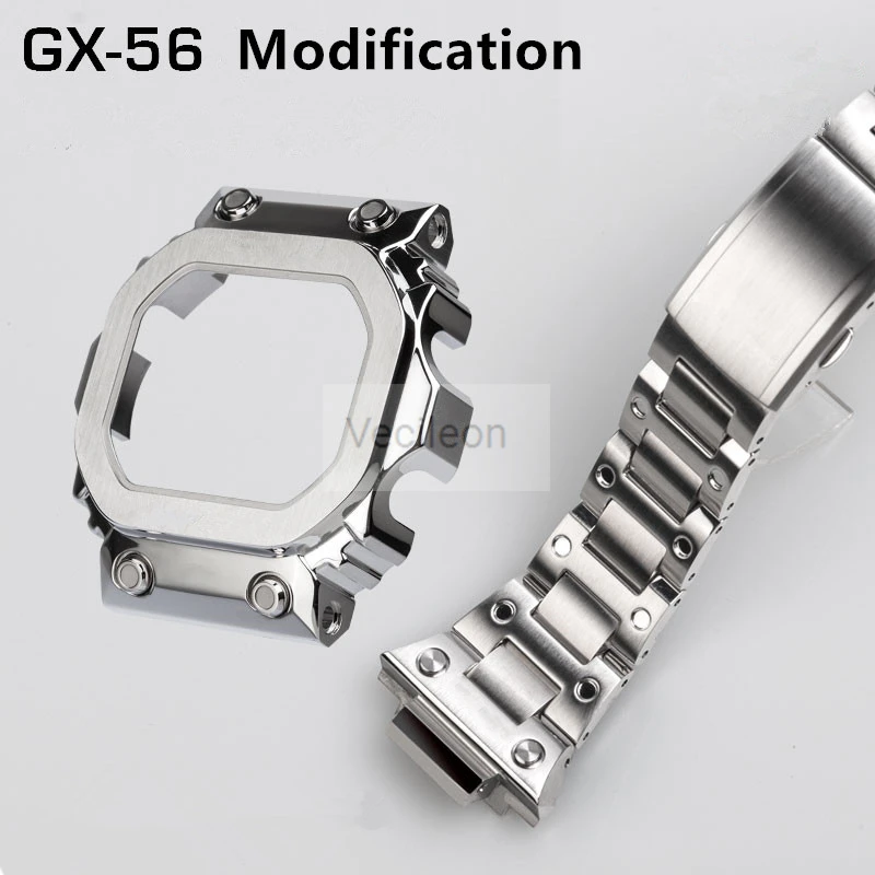 316 Nerūsējošā Tērauda Watchbands un Bezel Par GX56BB GXW-56 Metāla Siksniņu Bezel Pro Stila Lieta Rāmis Ar Instrumentiem Retro Melns