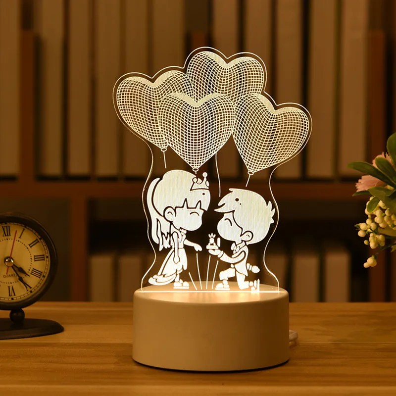 3D Akrila LED Nakts Gaisma Kāzu Dekori Bērnu Dušas Trušu Lieldienu Rotājumi Kazlēnu Dzimšanas dienas svinības Veicina Valentīna Diena Dāvanas