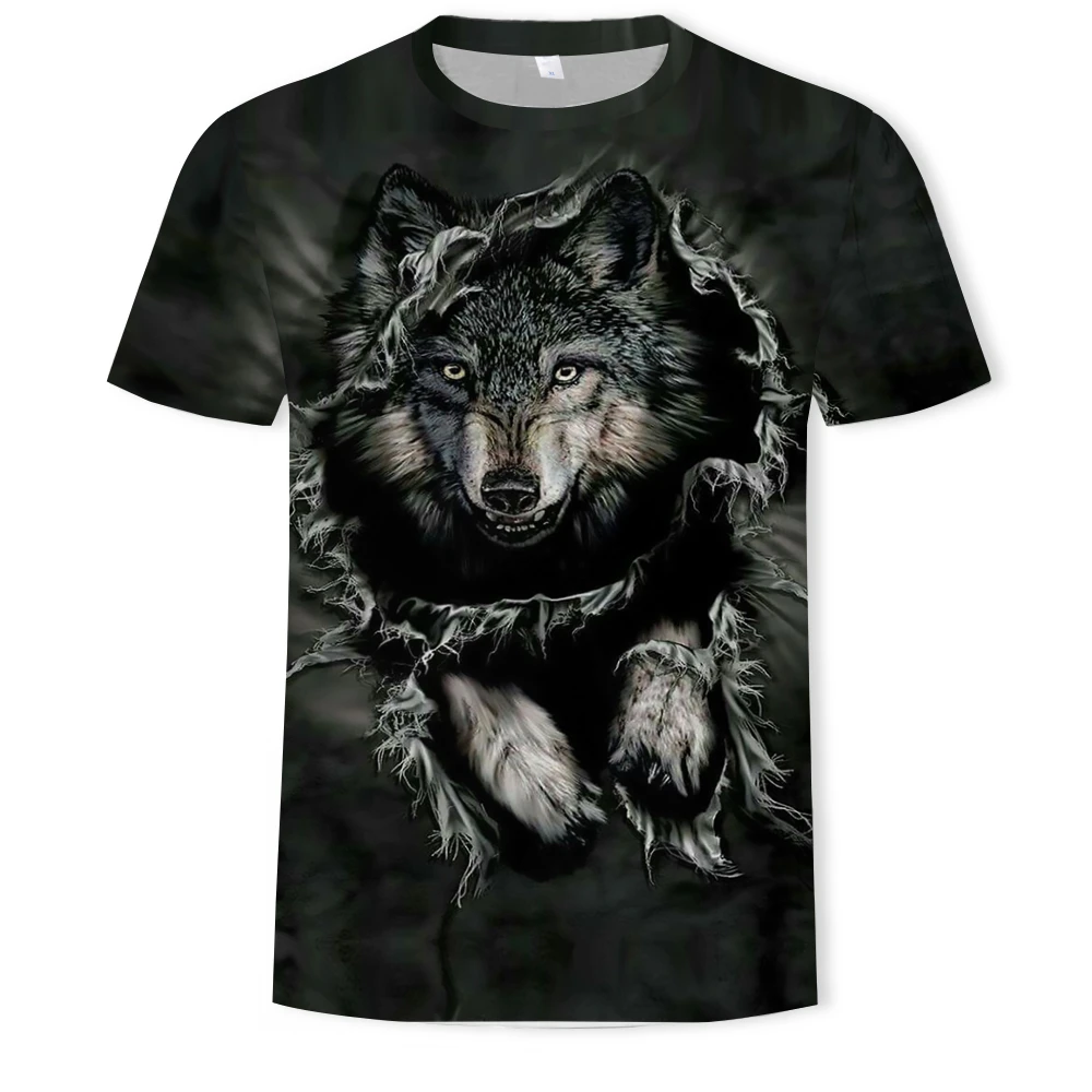 3D drukāšana modes T-krekls vīriešu vilks hip-hop iela apģērbs brīvs ērti, audums O-veida kakla dažādu lapsa un vilks vīriešu clothi