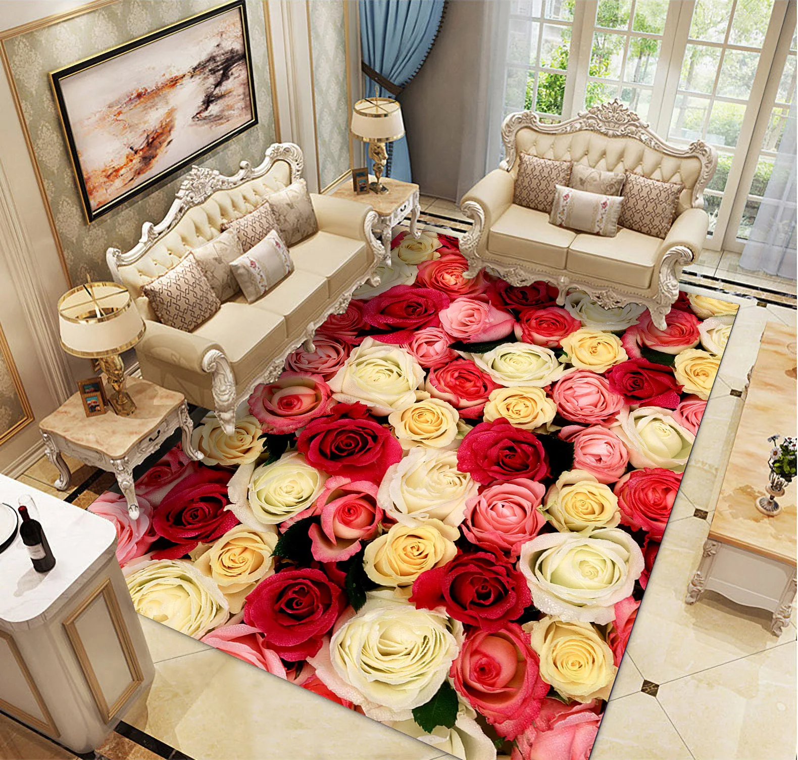 3D Rožu Ziedi sērijas Drukas Paklāji Pāriem Istabu paklājos Gaitenis, Grīdas Paklāji, Romantisku Valentīna Dienu, Mājas Dekoru Paklāju