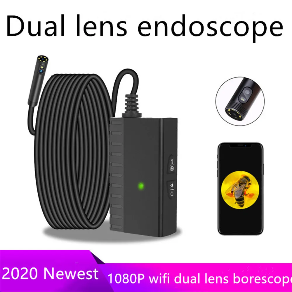4.3 Collu 2MP 8MM 1080P Dual Objektīvs Bezvadu WIFI Endoskopu Borescope iphone un Android Dual Dubultā Objektīva Fotokameru Otoscope