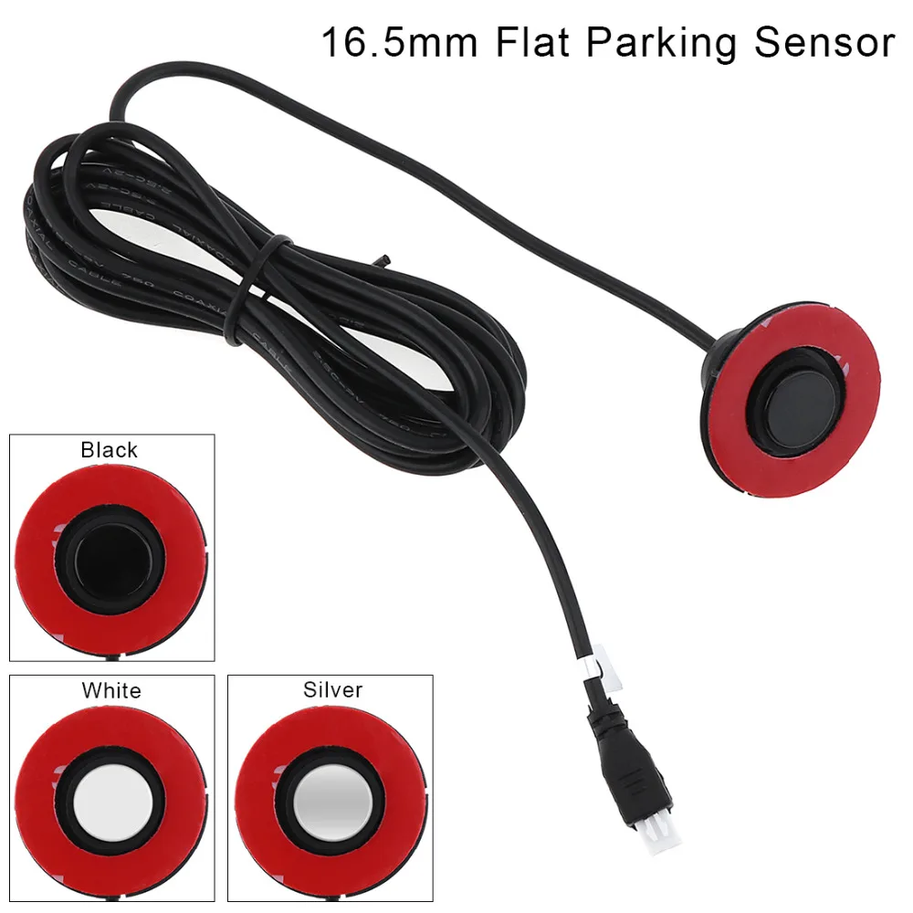 4 Sensori 16mm Oriģinālās Auto Dzīvoklis Parkošanās Sensors Pusmēness Auto Reverse Rezerves Radara Detektoru Sistēma ar LED Displeju Automašīnām