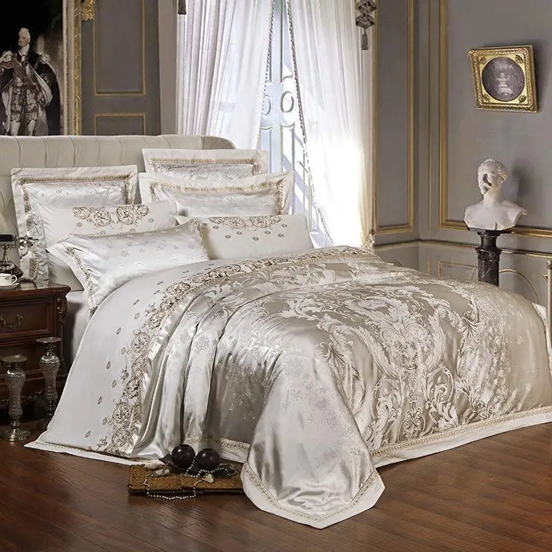 43 Queen, King size Luksusa Satīna Gultasveļas komplekti Sudraba Kokvilnas Aprīkots/palagu komplekts,gultas set gultas veļa, linge de lit ropa/juego de cama