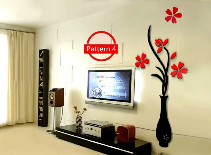 5 formāts Krāsains Ziedu Vāze 3D Akrila Sienas Uzlīmes DIY Art Sienas Plakātu Mājas Dekorēšana Guļamistaba Decrative Sienas Uzlīmes