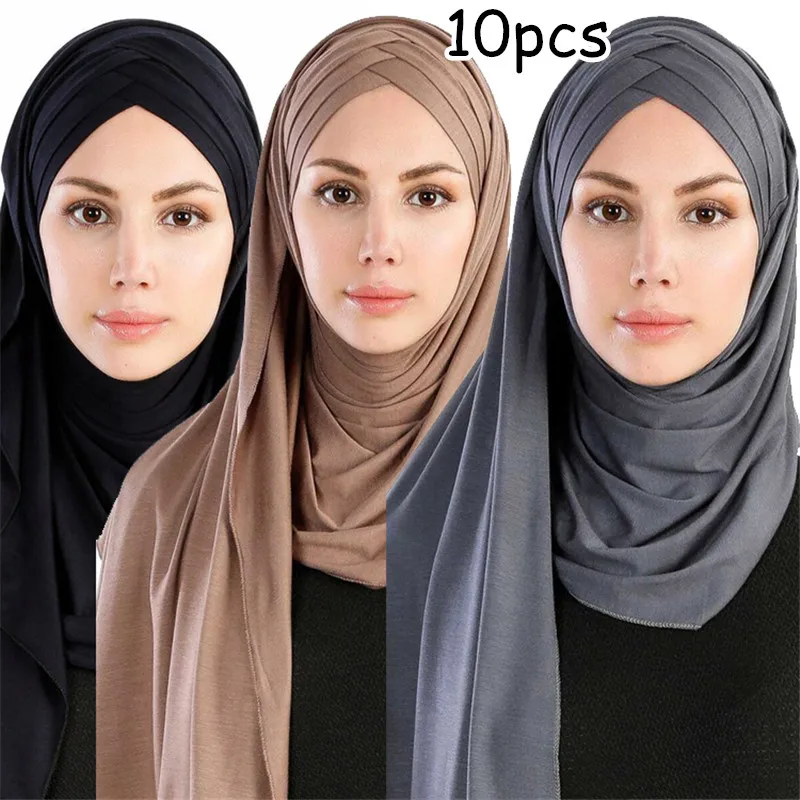 50gab Šķīstošā Cietā Jersey hijabScarf Garo Lakatu uz augšu, Cepuri Wrap Šalle Pieticība Klp Instant Underscarf Viegli Ready-to-wear