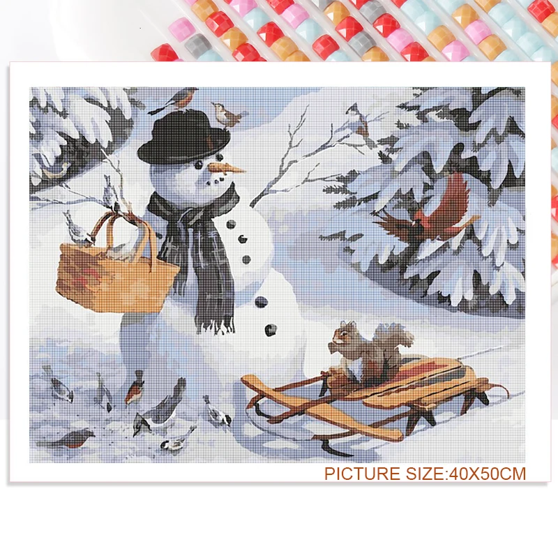 5D Diy Ziemassvētku Sniegavīrs Valkā Cepuri un Šalli Pielāgojama Dimanta Glezniecības Pilnībā Diamond Cross Stitch Bērnu Guļamistaba Dekori