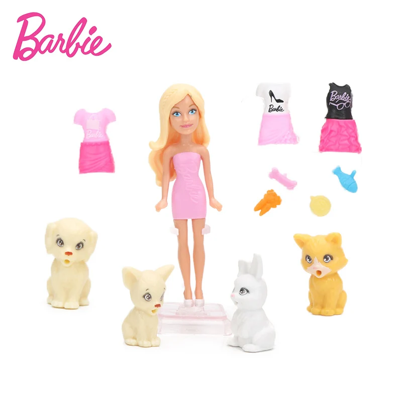8cm Barbie Lelle Rotaļlietu Komplekts ar Pet Suns, Suņi Barbie Piederumi, Apģērbu, Kleitu, Kurpes Padarīt Uzskatu, Sērijā Barbie Lelles Rotaļlietas FMK63