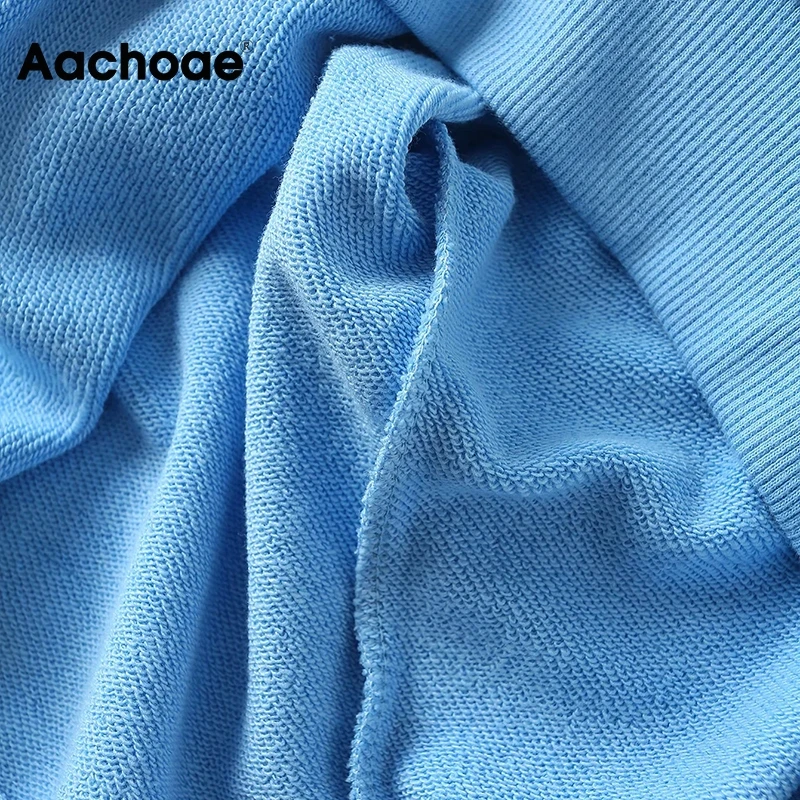Aachoae Sieviešu Modes O Kakla Zils Krekls 2020. Gadam Plats Garām Piedurknēm Sporta Hoodies Gadījuma Brīvs Džemperis Top Sudadera Mujer