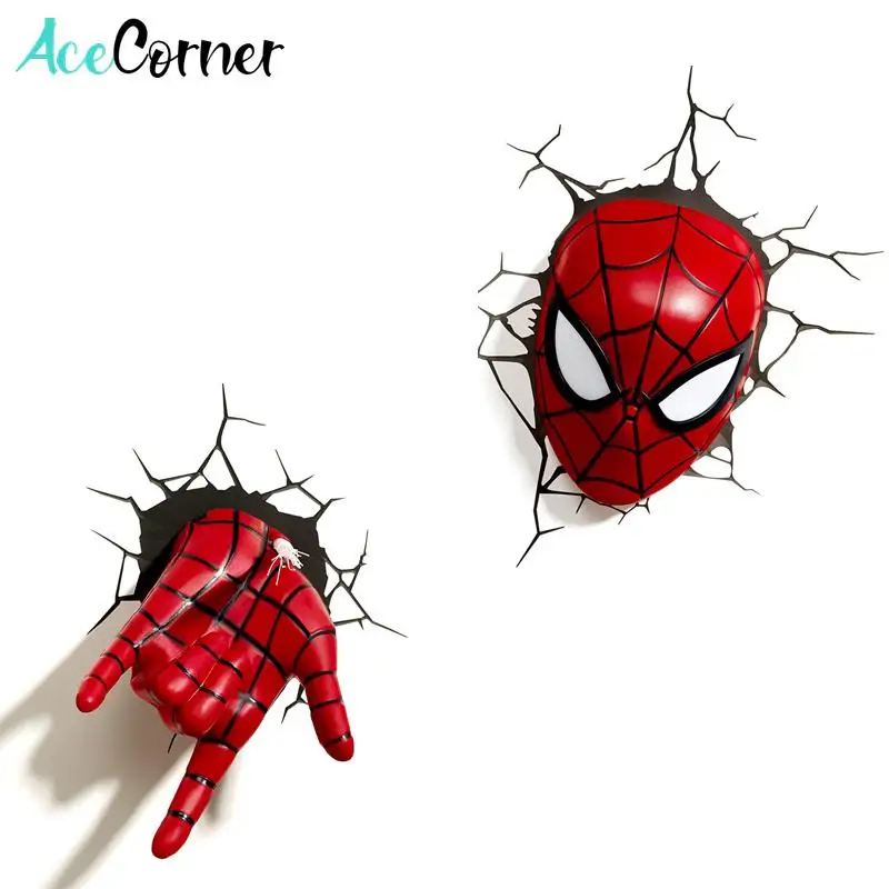 Acecorner Zirnekļa Cilvēks 3D LED Supervaronis Sienas Lampas Radošo Uzlīme Avengers, Marvel Nakts Gaisma Ziemassvētku Zēni Bērniem Dāvanas