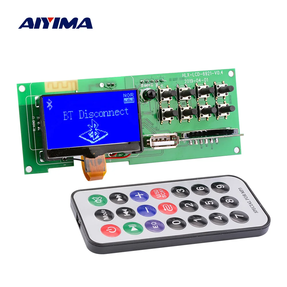 AIYIMA Bluetooth 5.0 Audio MP3 Decoder Automašīnas Bezvadu USB MP3 Atskaņotāju, SD Kartes, FM Dekodēšanas Valdes Atbalstu Lyrics Displeja Modulis, 5V