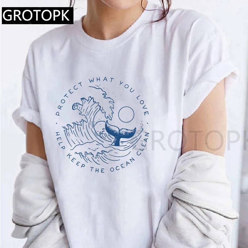 Aizsargāt to, Kas Jums Patīk Palīdzēt Saglabāt Okeāna Ekoloģiski Tīru T-krekli Streetwear Harajuku Tumblr Sieviešu T Krekls Vasaras Ikdienas Drēbes