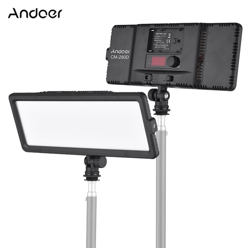 Andoer CM-280D CRI93 Super Slim LED Video Gaisma Panelis 3200K-5600K Bi-Color Aptumšojami Spilgtuma Canon Nikon Sony DSLR Kameras