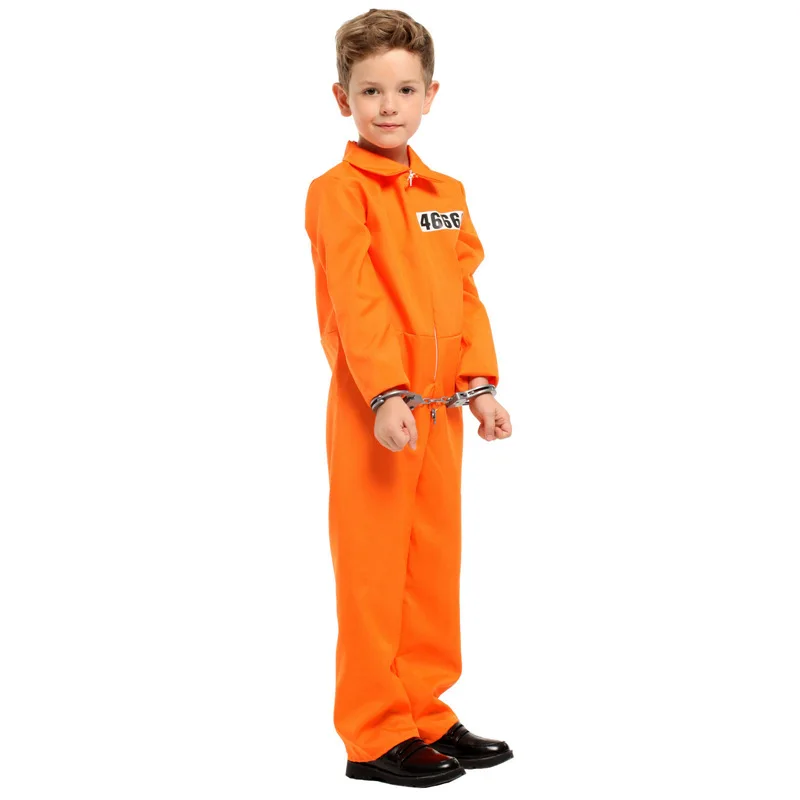 Apelsīnu Zēni Halloween Ieslodzītais Jumpsuits Vienotu Kostīms Bērniem Bērnu Noziedzīgu Cosplay Karnevāls Purima Lomu spēles puse kleita