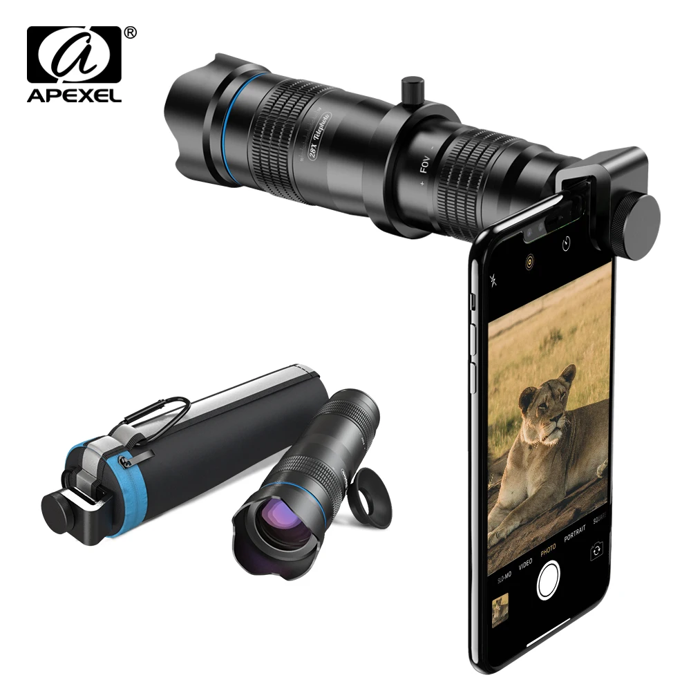 APEXEL Pro HD 28X metāla teleskopa objektīvs Tālruņa Kameru lēcas, monokulāri ar mini selfie statīvu iPhone 78 Xiaomi visas Viedtālrunis
