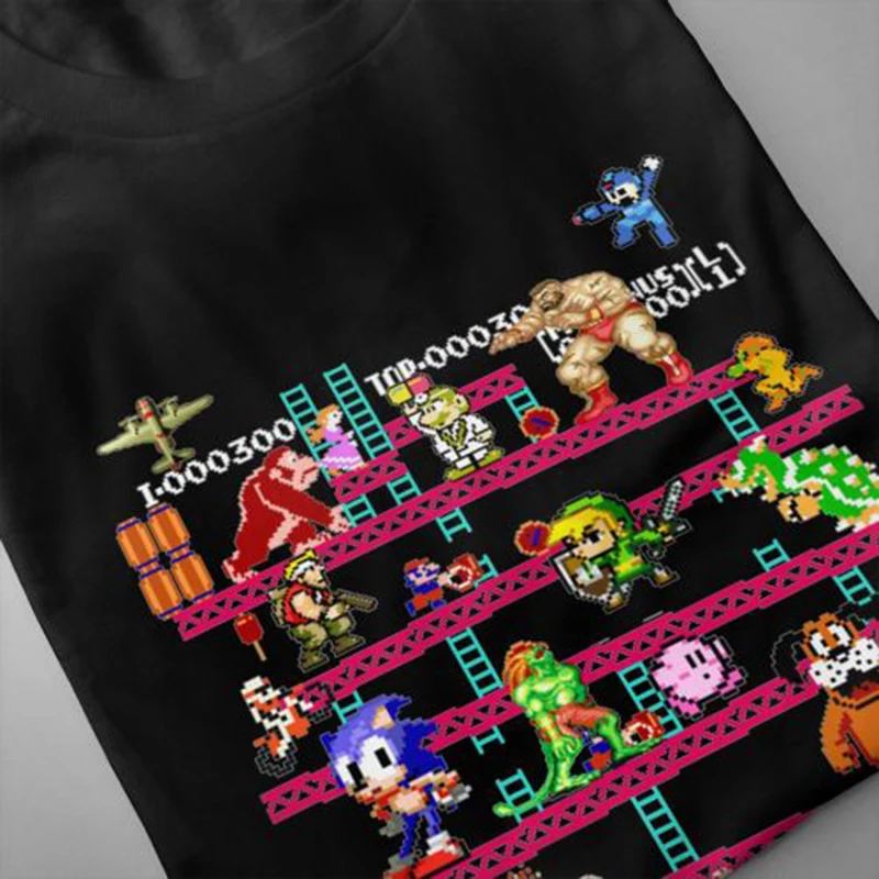 Arcade Spēli Donkey Kong Kolāža T Krekls FC Konsole Spēli Vintage Stila Tee Krekls Kokvilnas Plus Lieluma LA Camiseta