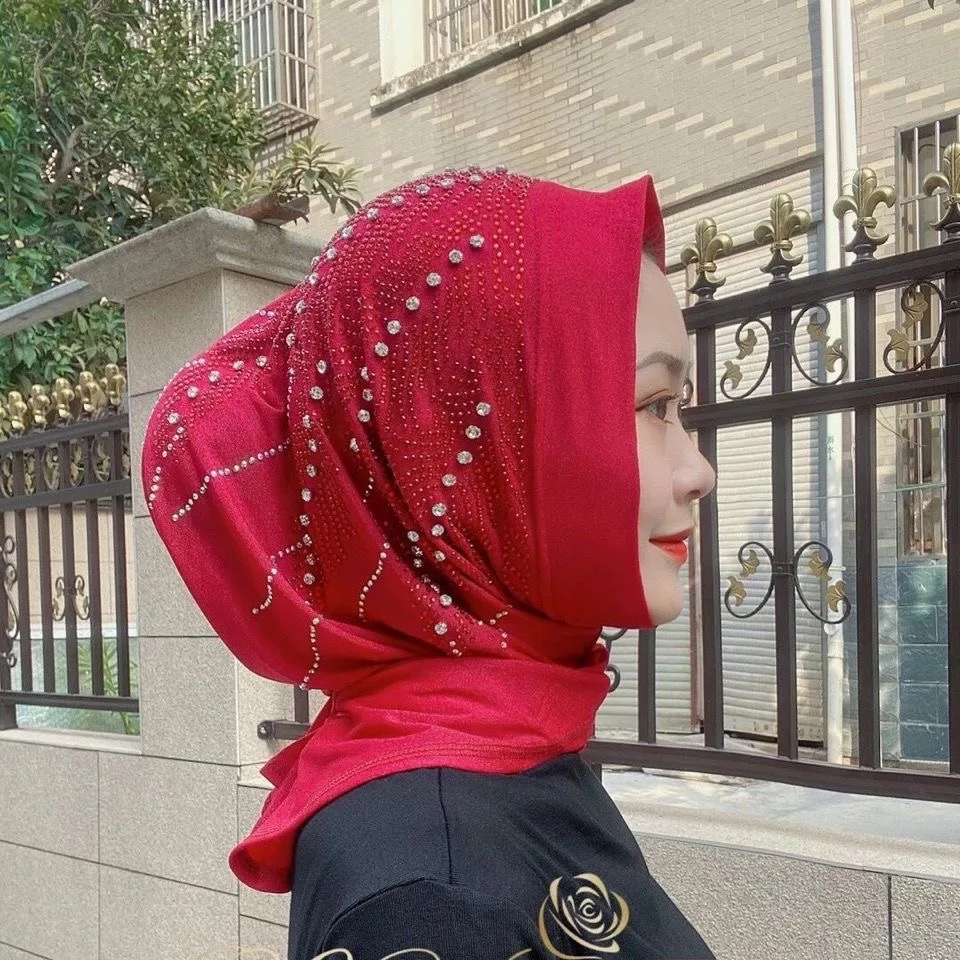 Arābu Musulmaņu dimantu ready-to-wear ziemas lakatu hijab