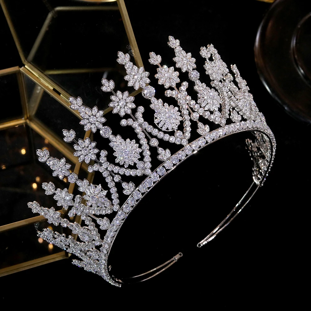 ASNORA Jaunā luksusa klasisko līgavas vainagu, ovālas CZ kubiskā cirkonija kāzu tiara, galvas piederumi sievietes puses liels kronis A007813