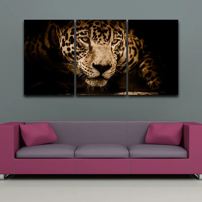 Audekls HD Izdrukas, Bildes Mājas Dekoru 3 Gabali, Jaguar, Gleznas, Abstraktas Dzīvnieku Leopard Plakāts Dzīvojamās Istabas Sienas Mākslas Sistēmu