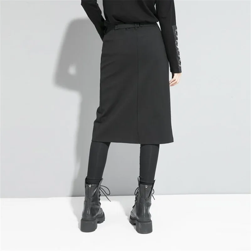 Augstas kvalitātes pavasara rudens Zīmuli Bikses gadījuma bikses stretchy legingiem + svārki + josta divi sexy Black zeķes bikses