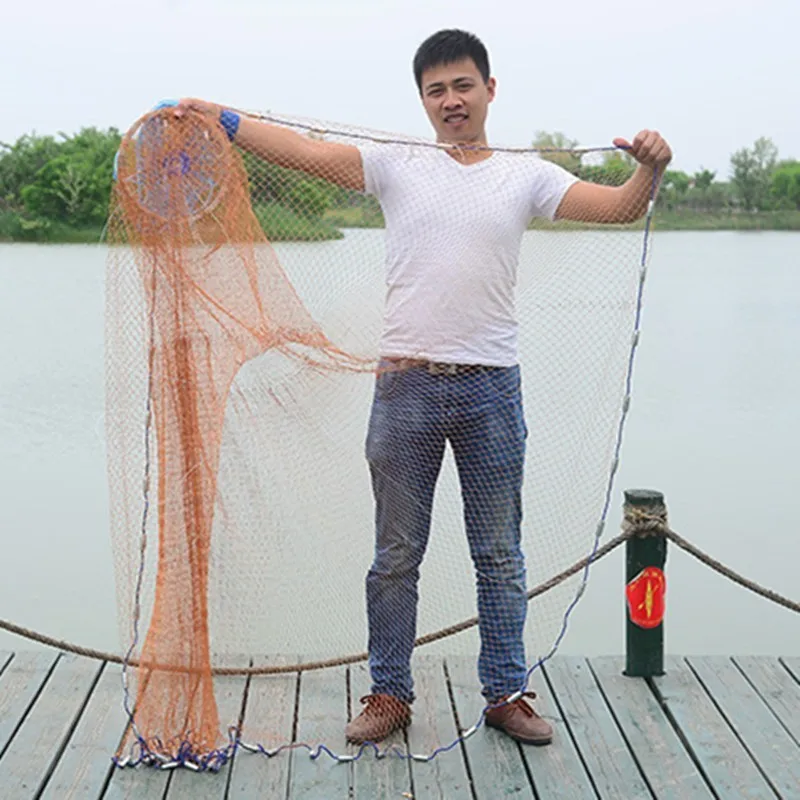 Augstākās Kvalitātes Alumīnija Sakausējuma, Gredzenu Amerikāņu Roku Čuguna Zvejas tīkls ar Tērauda Sinkers Throwing Zvejas Tīklu Diametrs ir 2.4 M-4.2 M