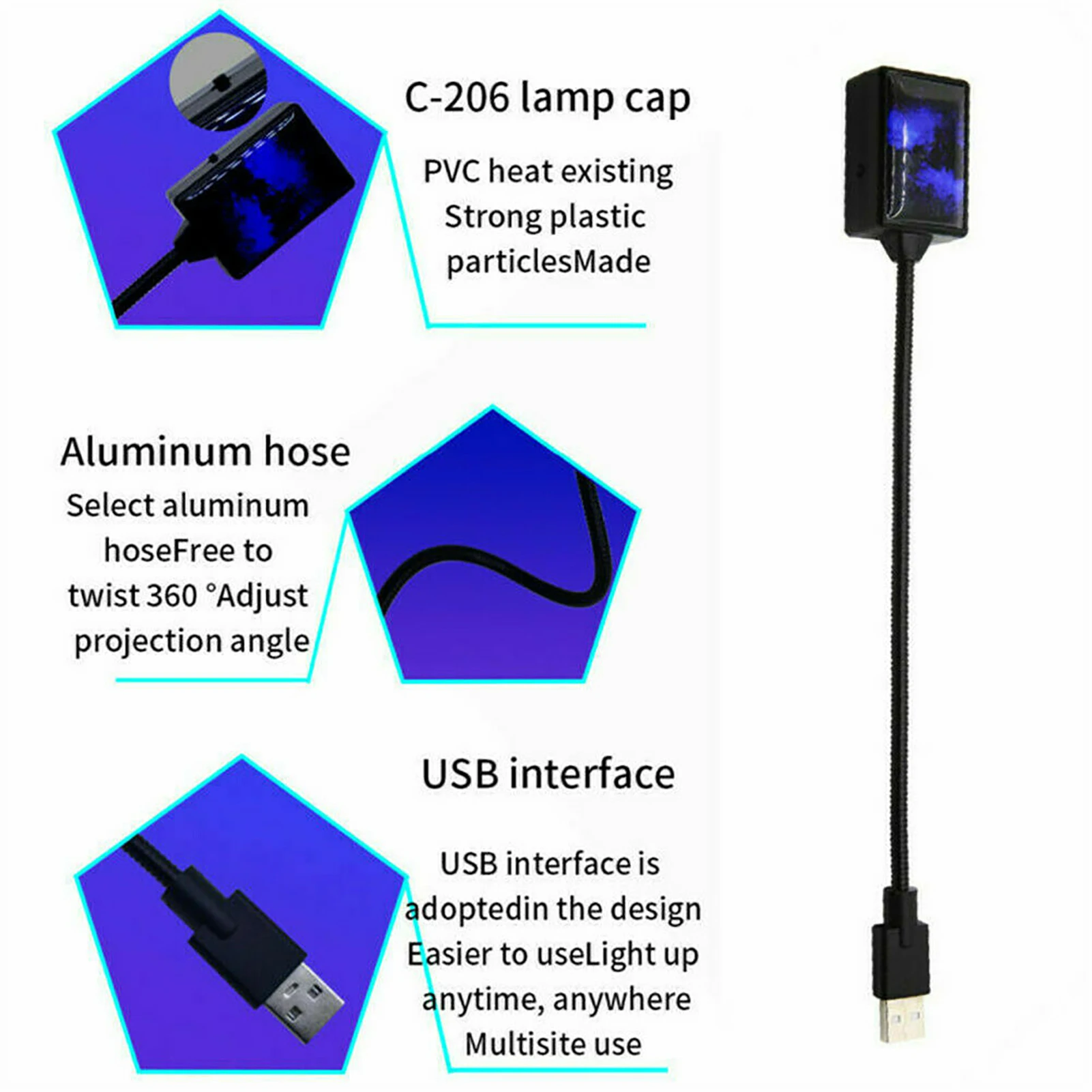 Auto Auto Interjera Rotējošo Zvaigžņotām Debesīm LED Projektoru Lampas USB Gaisotni Zvaigžņu Gaismu Zvaigžņu Projektors Gaismas Plastmasas Trīs Režīmi