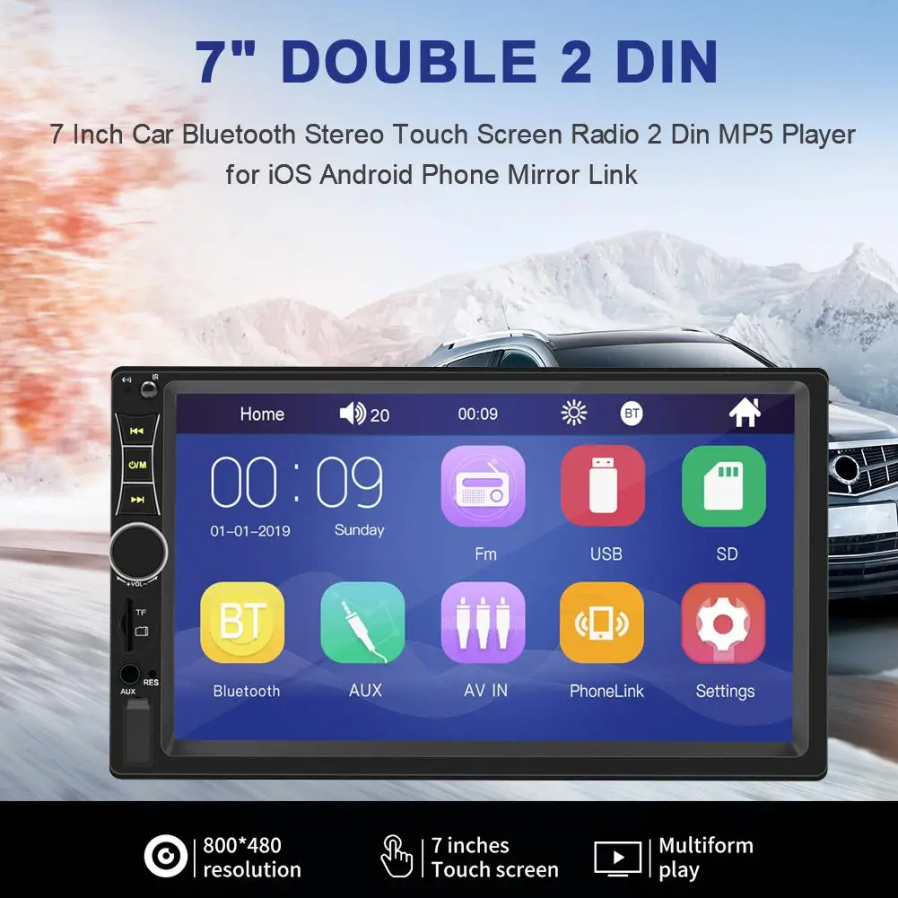 Automašīnas Radio 2 Din Auto Multimediju Atskaņotājs Bluetooth Mp5 Stereo Atskaņotāju Auto Radio Autoradio Spogulis Saites, MP5 Player Ar Aizmugurējo Kameru