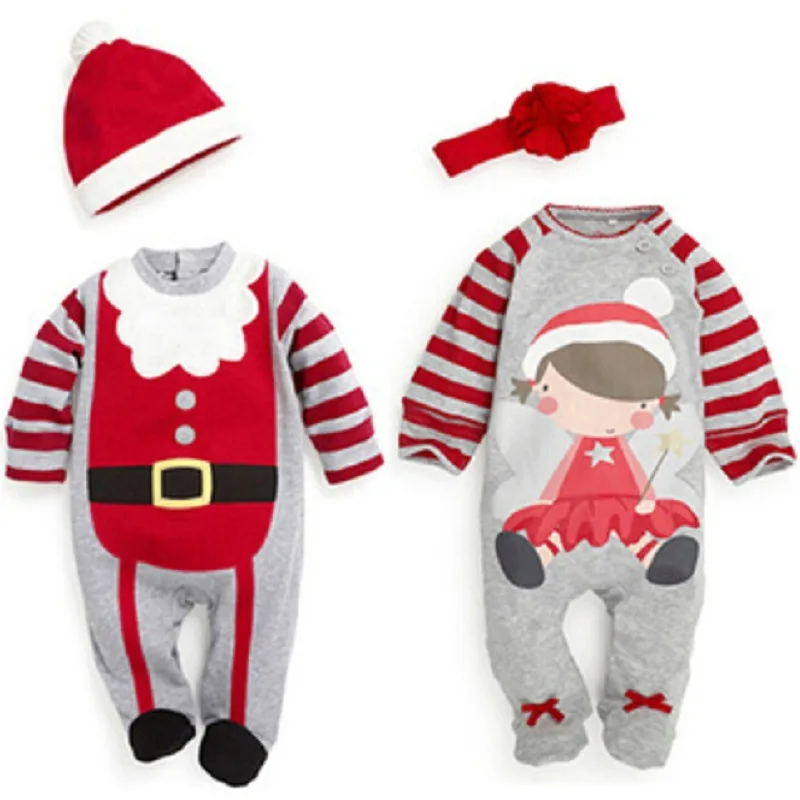 Baby Girl Apģērbu Komplekts 2019 Ziemassvētku Kostīms Santa Klaus Baby Romper +Cepure/Galvas Stīpa 2 Gabali Puiku Apģērbu Komplekti