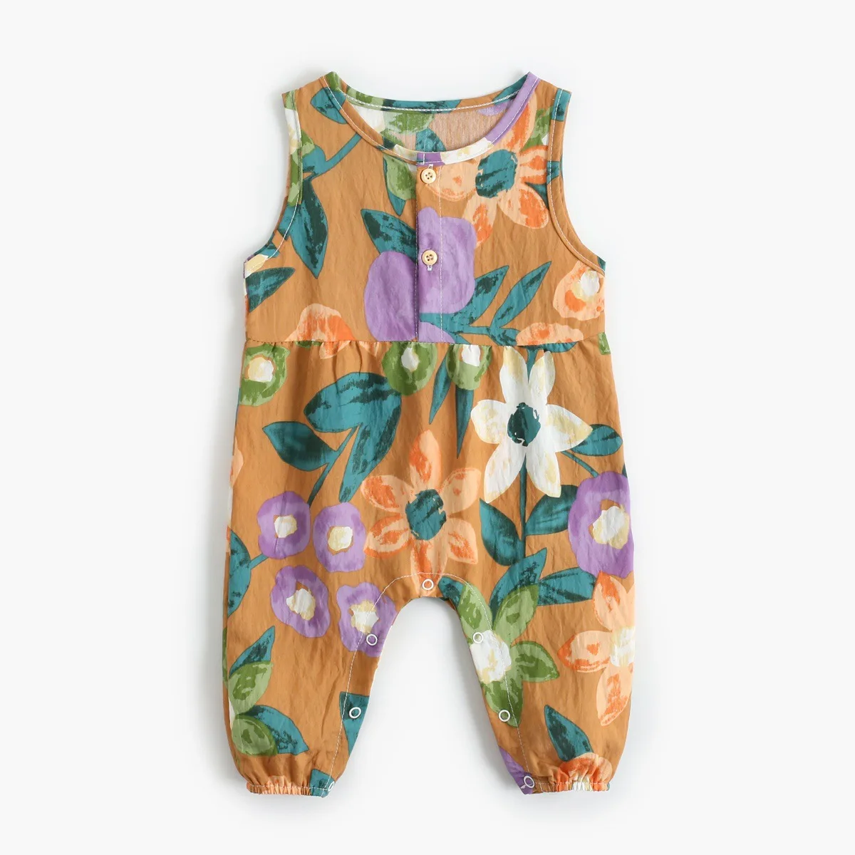 Baby Girl Romper Toddler Bērnu Kokvilnas Jumpsuit Apģērbu Zīdaiņiem Vasaras Ziedu Piedurknēm Playsuit Sunsuit Jaundzimušo Apģērbi