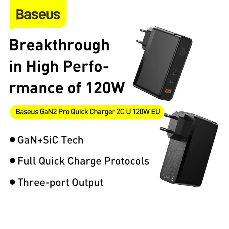 Baseus 120W GaN SiC USB C Lādētājs Ātri Uzlādēt 4.0 3.0 QC C Tipa PD Fast USB Lādētājs Priekš Macbook Pro iPad, iPhone, Samsung Xiaomi