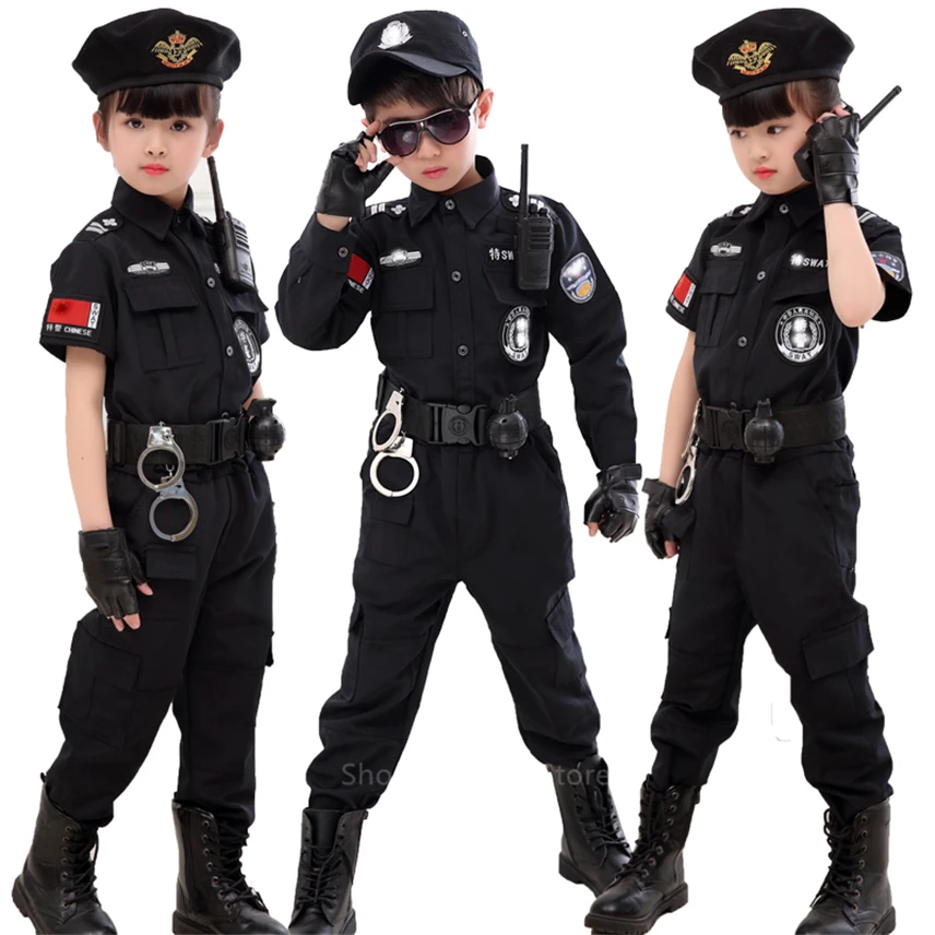 Bērniem Satiksmes Speciālās Policijas Halloween Karnevāla Puse Sniegumu Policisti Vienādi Mazulis Armijas Zēni Cosplay Kostīmi Izmērs 110-160CM